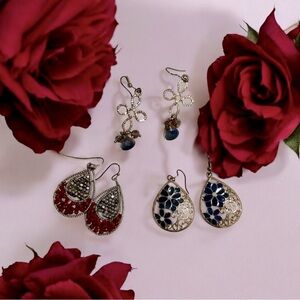 3 pairs of Bohemian style beaded earrings
